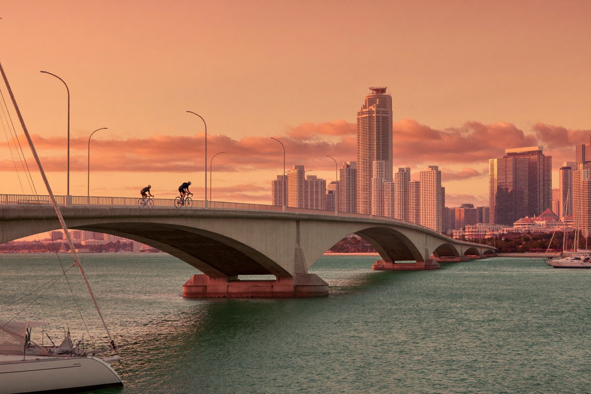 Rickenbacker Causeway bridge at sunrise